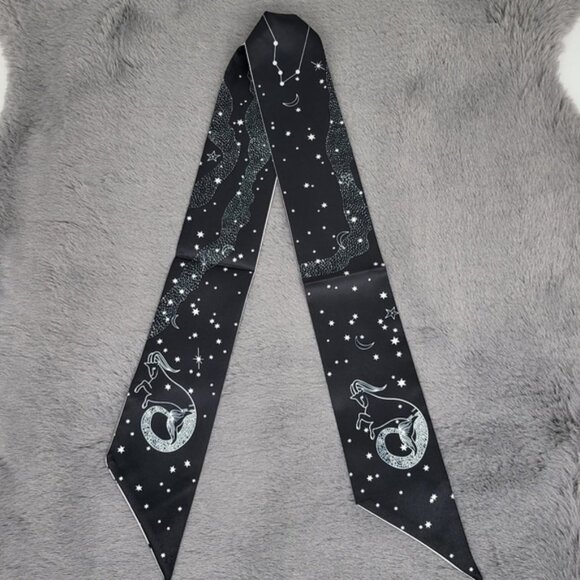 Capricorn Zodiac Sign Silk Twilly Scarf - Picture 6 of 7